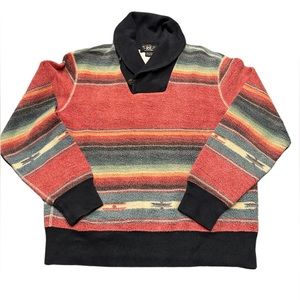 Vintage Inspired RRL Southwestern Shawl Collar Fleece Sweater